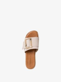 Tamaris Mule En Cuir - Beige | Mules