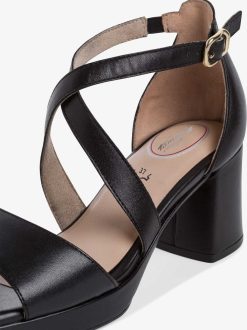 Tamaris Sandale A Talon En Cuir - Noir | Des Sandales