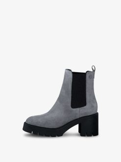 Tamaris Bottine Chelsea En Cuir - Gris | Bottines