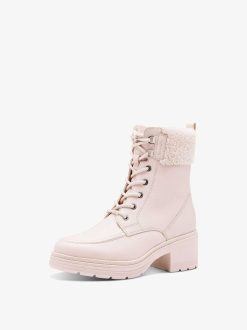 Tamaris Bottine En Cuir - Doublure Chaude Beige | Bottines