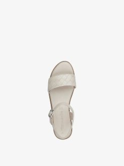 Tamaris Sandale A Talon En Cuir - Beige | Des Sandales