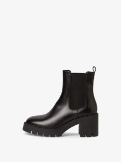 Tamaris Bottine Chelsea En Cuir - Noir | Bottines