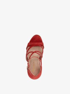 Tamaris Sandale A Talon En Cuir - Orange | Des Sandales