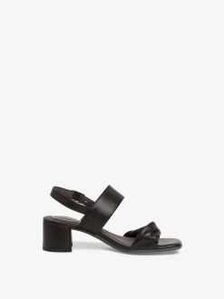 Tamaris Sandale A Talon En Cuir - Noir | Des Sandales