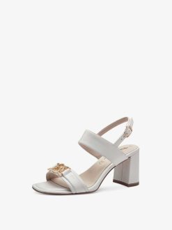 Tamaris Sandale A Talon En Cuir - Blanc | Des Sandales