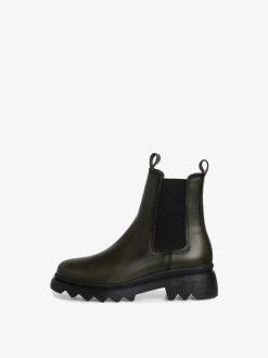 Tamaris Bottine Chelsea En Cuir - Vert | Bottines