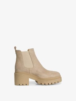 Tamaris Bottine Chelsea En Cuir - Beige | Bottines