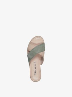 Tamaris Mule En Cuir - Vert | Mules