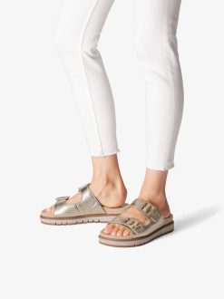 Tamaris Mule En Cuir - Or | Mules