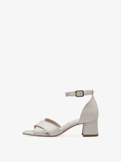 Tamaris Sandale A Talon En Cuir - Blanc | Des Sandales