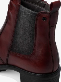 Tamaris Bottine Chelsea En Cuir - Rouge | Bottines