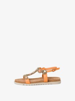 Tamaris Sandale En Cuir - Orange | Des Sandales