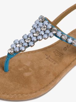 Tamaris Sandale En Cuir - Bleu | Des Sandales