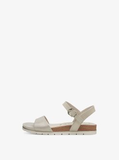 Tamaris Sandale En Cuir - Beige | Des Sandales