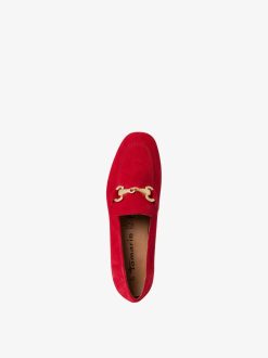 Tamaris Babouche En Cuir - Rouge | Chaussures Basses Et Pantoufles