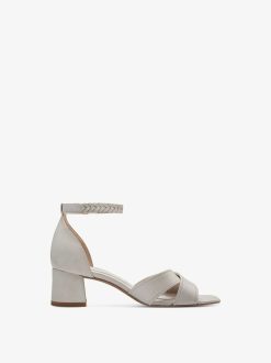 Tamaris Sandale A Talon En Cuir - Blanc | Des Sandales