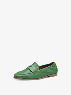 Tamaris Babouche En Cuir - Vert | Chaussures Basses Et Pantoufles