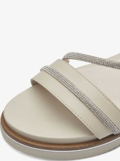 Tamaris Sandale A Talon En Cuir - Beige | Des Sandales