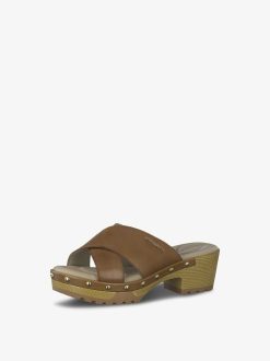 Tamaris Mule En Cuir - Marron | Mules