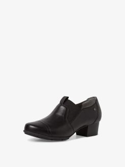 Tamaris Trotteur En Cuir - Noir | Chaussures Basses Et Pantoufles