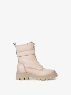 Tamaris Bottine En Cuir - Beige | Bottines