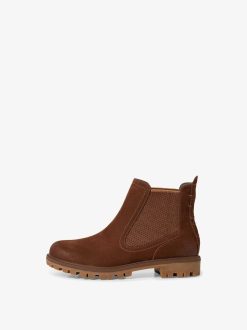 Tamaris Bottine Chelsea En Cuir - Marron | Bottines