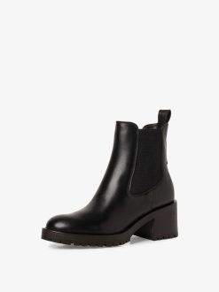 Tamaris Bottine Chelsea En Cuir - Noir | Bottines