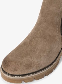 Tamaris Bottine Chelsea En Cuir - Beige | Bottines