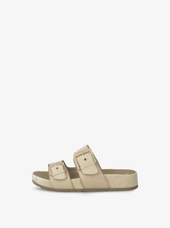 Tamaris Mule En Cuir - Beige | Mules