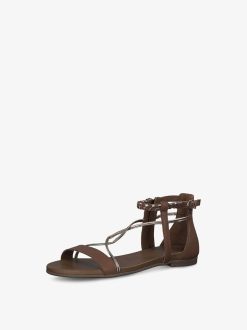 Tamaris Sandale En Cuir - Marron | Des Sandales