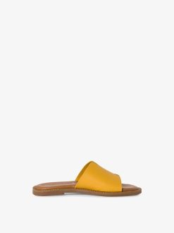 Tamaris Mule En Cuir - Jaune | Mules