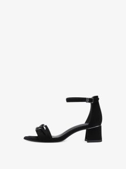 Tamaris Sandale A Talon En Cuir - Noir | Des Sandales