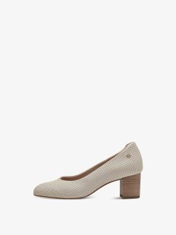 Tamaris Escarpins En Cuir - Beige | Pompes