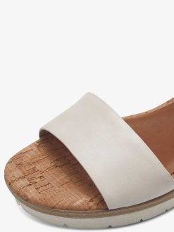 Tamaris Sandale A Talon En Cuir - Beige | Des Sandales