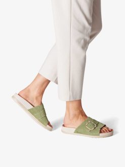 Tamaris Mule En Cuir - Vert | Mules