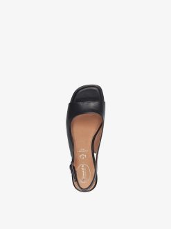 Tamaris Sandale A Talon En Cuir - Noir | Des Sandales