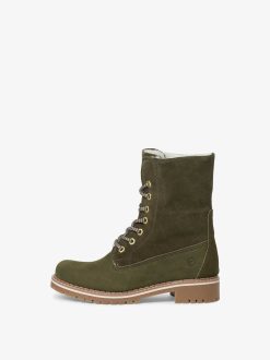 Tamaris Bottine En Cuir - Doublure Chaude Verte | Bottines