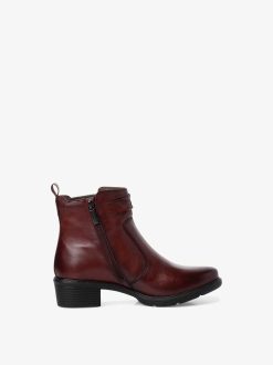 Tamaris Bottine Chelsea En Cuir - Rouge | Bottines