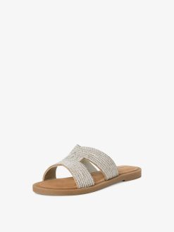 Tamaris Mule En Cuir - Argent | Mules