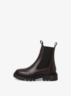 Tamaris Bottine Chelsea En Cuir - Marron | Bottines