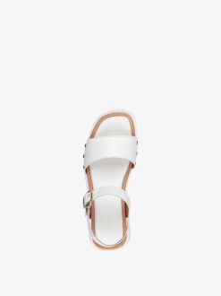 Tamaris Sandale A Talon En Cuir - Blanc | Des Sandales