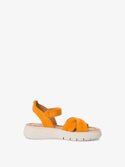 Tamaris Sandale A Talon En Cuir - Orange | Des Sandales