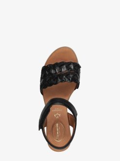 Tamaris Sandale A Talon En Cuir - Noir | Des Sandales