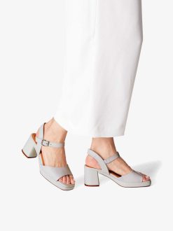 Tamaris Sandale A Talon En Cuir - Blanc | Des Sandales