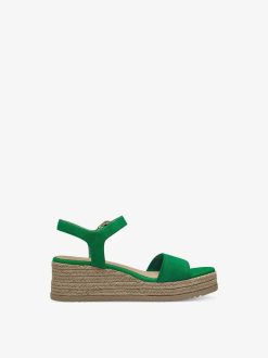 Tamaris Sandale A Talon En Cuir - Vert | Des Sandales