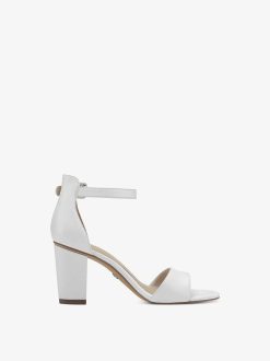 Tamaris Sandale A Talon En Cuir - Blanc | Des Sandales