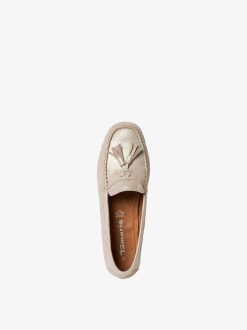 Tamaris Mocassin En Cuir - Beige | Chaussures Basses Et Pantoufles