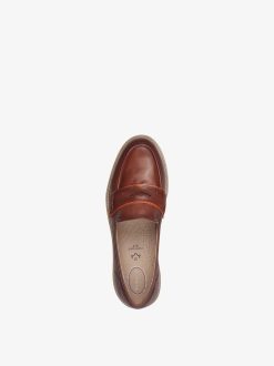 Tamaris Babouche En Cuir - Marron | Chaussures Basses Et Pantoufles