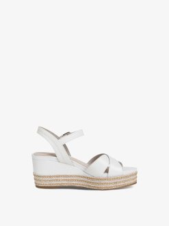 Tamaris Sandale A Talon En Cuir - Blanc | Des Sandales