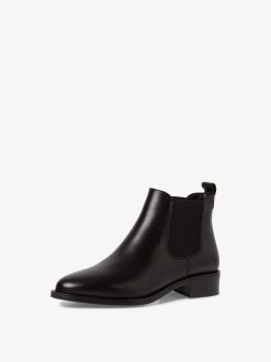 Tamaris Bottine Chelsea En Cuir - Noir | Bottines